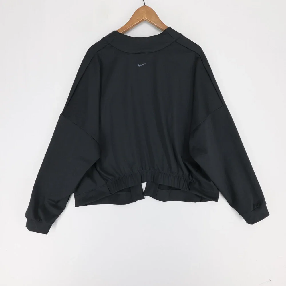 Nike Zenvy Cardigan Womens XL Black Dri FIT Open Front Oversized Athletic